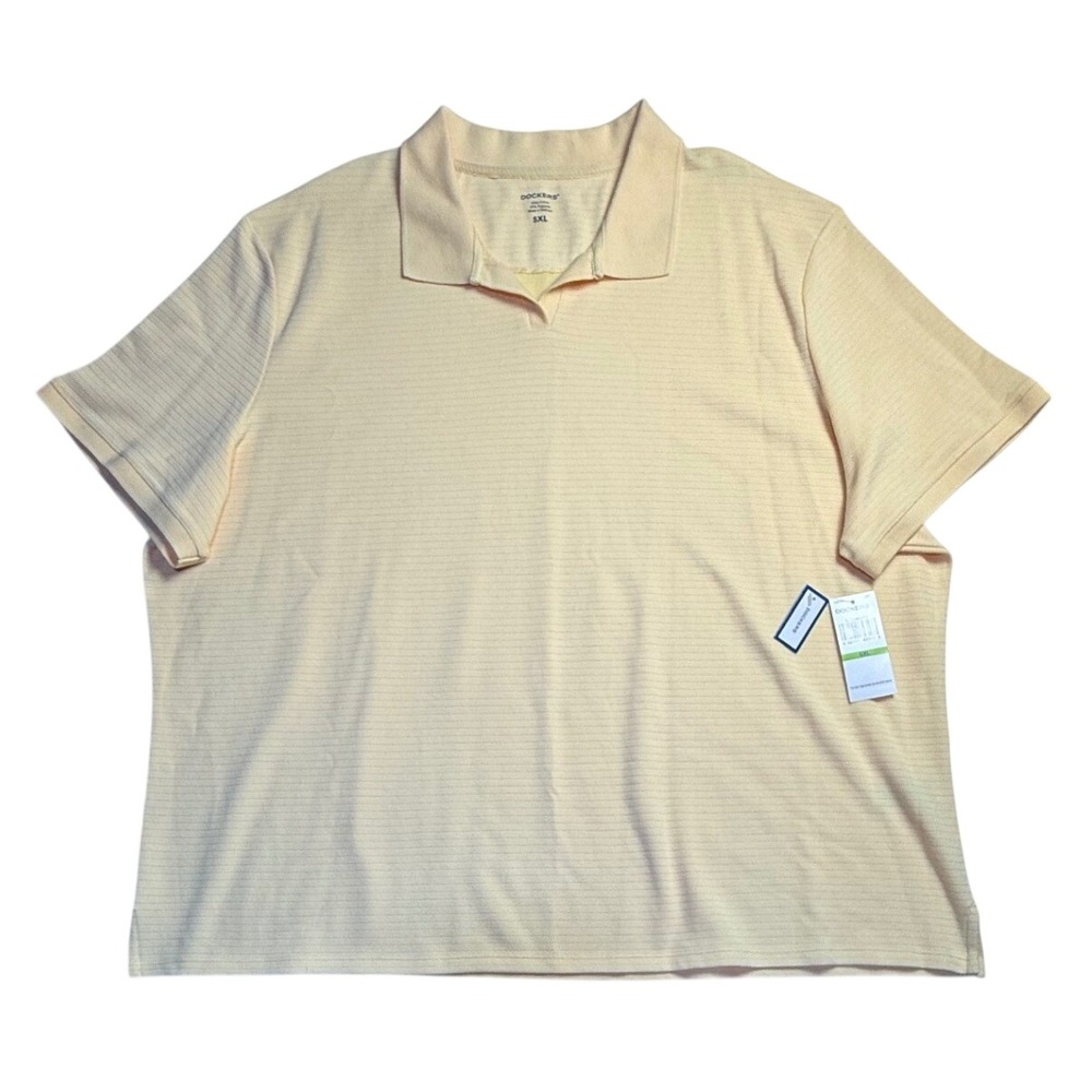 Dockers Mens 5XL Yellow Micro Stripe Short Sleeve Polo Shirt NWT 573880007-2551
